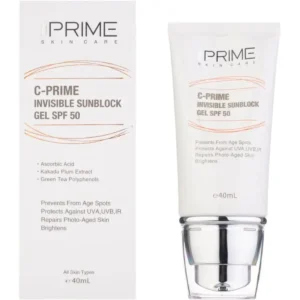ژل ضد آفتاب پرایم بی رنگ SPF50 حاوی ویتامین سی حجم 40 میل